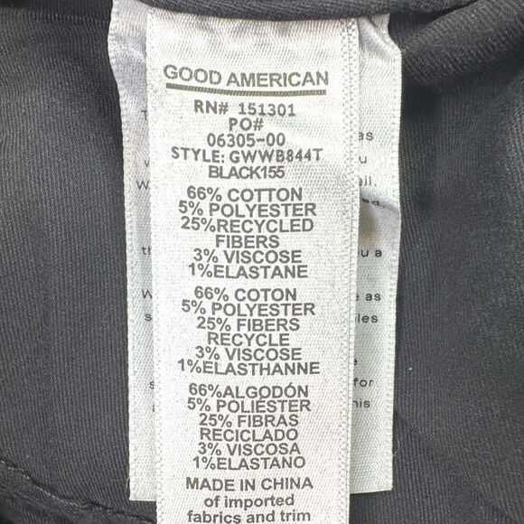 Good American Good Waist Slit Waistband Skinny Jeans - Size 12/31 - Black155 - Picture 9 of 9